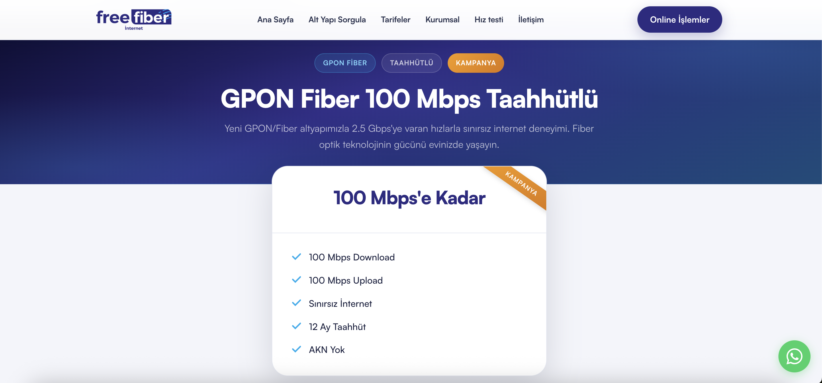 FreeFiber Web Sitesi gorsel 3